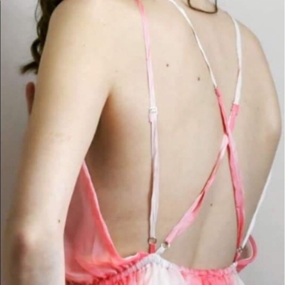 Ombre’ Peachy Pink White Criss Cross Romper Maxi - Picture 3 of 9